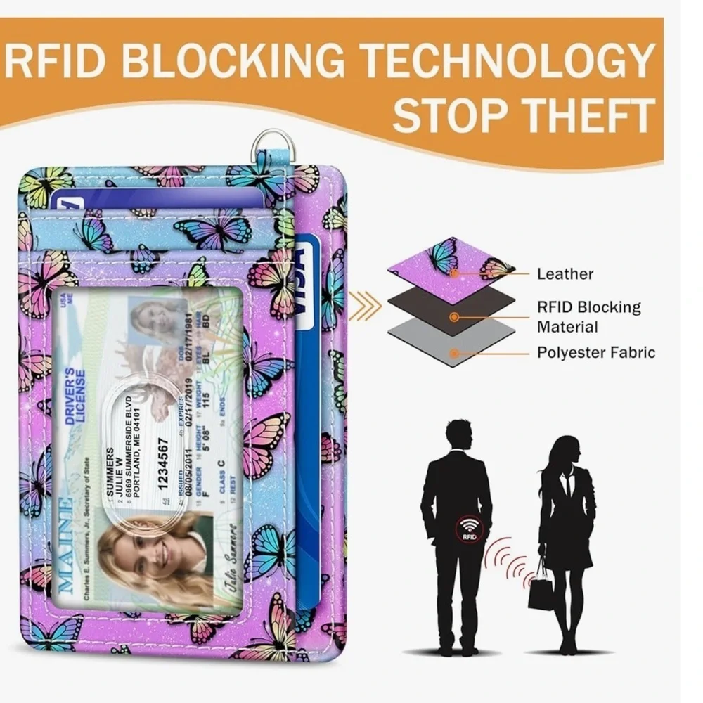 Credit Card Holder Slim Wallet, Butterfly RFID Wallet Women's (new)
